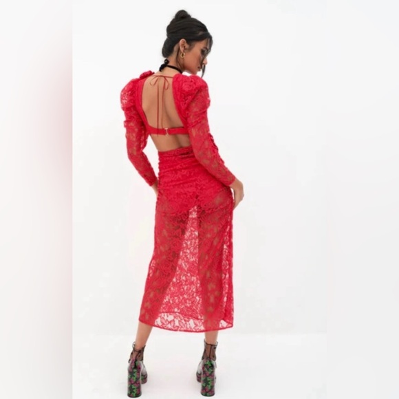 For Love and Lemons Elegant Red Lace Dress Sz XL NWT and never worn - Picture 3 of 8